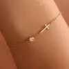 Pulseira Cruz com Pedra de Nascimento de Dezembro Transfronteiriça da Amazon Nova Moda Joias Presente de Aniversário para Mulheres