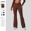 Pantalones Acampanados Cepillados de Amazon Cintura en Forma de V Pantalones Deportivos Ajustados de Cintura Alta Moldeadores Pantalones de Melocotón