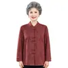 Nova Camisa de Botão Estilo Chinês para Mulheres Idosas, 60-70 Anos, Novo Modelo de Camisa de Manga Longa para Mães, Roupa de Vovó, Roupas Elegantes