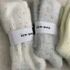 Meias de Veludo de Visão Outono e Inverno Femininas Estilo Coreano Cor Sólida Fio Pontilhado Meia de Comprimento Médio Pelúcia Espessada Meias de Chão Empilhadas Grossas