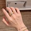 Anillo Redondo de Lujo Ligero Estilo Francés Retro con Diamantes Cepillados Tejidos y Tachonados, Anillo Versátil de Nicho Estilo Corte para Mujer, Exquisito y Único
