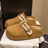 Pantuflas cerradas de suela gruesa para mujer, aptas para usar en exteriores, nuevo modelo de otoño 2026, sin cordones, zuecos de estilo francés Birkenstock de moda