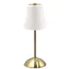 Lámpara de noche de metal moderno minimalista con tela plisada para cama, luz ambiental táctil recargable, lámpara de mesa pastoral regulable