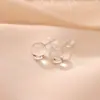Yi Lu Yin Aretes Redondos de Cristal de Plata de Ley S925 Temperamento Simple Estilo Suave Versátiles para el Trabajo Diario Aretes de Plata para Mujer