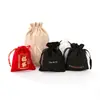 Vendas Diretas da Fábrica, Opções Multicores, Logotipo Personalizável, Saquinho com Cordão para Joias de Presente, Bolsa Personalizada de Veludo Preto