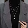 Cadena de Suéter con Colgante Cuadrado de Doble Capa Estilo Europeo y Americano 2026 Nuevo de Moda Otoño e Invierno Collar Largo Accesorio de Alta Gama Gargantilla