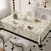 Toalha de Mesa Creme Estilo Francês Impermeável à Prova de Óleo Resistente ao Calor Lavável Tapete para Mesa de Centro Pano de Mesa PVC Toalha de Mesa Borboleta