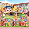 Cenário para cerimônia de formatura, decoração com atmosfera de jardim de infância e ensino fundamental, moldura para cabine de fotos, display em placa KT, adereços para parede de fundo