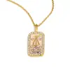 Colgante de Nicho Estilo Europeo y Americano Acero Inoxidable Chapado en Oro de 18K Aceite Goteando Lleno de Diamantes Doce Constelaciones Collar Cuadrado Colorido para Mujer