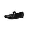 Zapatos Mary Jane de cuero lavado con velcro aptos para empeine alto 2026 otoño cómodos planos punta redonda cuero genuino zapatos de mujer