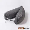 Almofada de pescoço para viagem de algodão listrado em forma de U com botão duplo e partículas, travesseiro cervical em forma de U, travesseiro de saúde multifuncional estilo japonês atacado