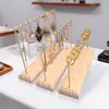 Soporte de Exhibición y Almacenamiento de Aretes de Madera Maciza, Soporte de Aretes de Metal, Exhibidor de Joyería para Mujeres, Soporte de Moda de Perlas