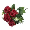Nuevas Flores Artificiales al por Mayor con un Toque de Alta Gama, Rosas Yaxin Realistas de 7 Cabezas para Arreglos Florales, Manojos de Flores de Seda Rosa Claro para Bodas