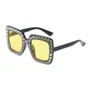 Gafas de sol de cielo estrellado completo montura grande chapada en diamante gafas de sol cuadradas estilo callejero de moda gafas de sol de personalidad transfronterizas para mujer sensación de alta gama