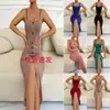 2026 Verano Europeo y Americano Amazon Sitio Independiente Elegante y de Moda Ajustado con Abertura Vestido de Tirantes Finos para Mujer