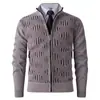 Suéter Cardigan para Hombre con Cuello Alto, Chaqueta Gruesa de Punto Chenilla para Otoño e Invierno 2025 Comercio Exterior