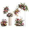 Bolas de Flores Penduradas em Parede Artificial e Arranjos de Flores de Chão Transfronteiriços para Decoração de Locais de Casamento e Banquete, Produtos Acabados de Flores Artificiais de Seda