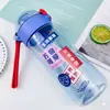 Vaso de Plástico con Popote Vaso de Agua Yuan Qi 500ml Vaso de Agua para Adultos Mujeres Embarazadas Alto Valor de Color Estudiante Deportes Vaso de Agua Portátil