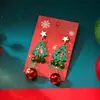 Aliexpress Venta Caliente Transfronteriza Pendientes de Navidad Diseño Geométrico Creativo de Dibujos Animados Pendientes con Colgante de Árbol de Navidad y Campana para Mujer