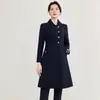 Venta al por mayor transfronteriza de abrigos acolchados de lana gruesa de invierno nuevos para mujer, chaquetas de lana cálidas de corte entallado de longitud media para mujer