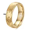 Anel de Tungstênio Bicolor Dourado e Prateado Novo Estilo Europeu e Americano 6mm Padrão Martelado Escama de Peixe Simples Retrô Quente Venda Atacado para Homens