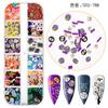 Uñas de Halloween arcilla polimérica lentejuelas maquillaje uñas lentejuelas joyería calabaza bruja fantasma calavera polvo de brillo