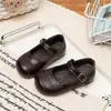 Sapatos de princesa, sapatos de couro para meninas, vermelhos, adequados para primavera e outono, estilo Mary Jane, sapatos infantis, estilosos e confortáveis com solas macias