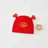 Gorro de Bebé Recién Nacido Algodón Clase A Suave Apto para la Piel Rojo Festivo Doble Capa Protege la Fontanela Mantiene Caliente Gorro Fetal
