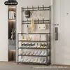 Zapatero multicapa simple con armario de almacenamiento integrado para entrada de casa y dormitorio, perchero de pie multifuncional y soporte para zapatos y sombreros