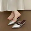 Sandálias de Plataforma com Bico Fino Estilo 2026 para Mulheres, Moda para Uso ao Ar Livre, Sandálias de Salto Alto de Uso Duplo com Bico Fechado e Costas Abertas para Combinar com Vestidos