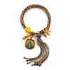 Cuerda de Mano Tibetana Thangka Cuerda de Algodón Enrollada a Mano Pulsera Trenzada Ojo del Dios de la Riqueza de Cinco Vías Zakiram Tara Verde Perla Thangka