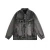 Chaqueta de Mezclilla Elegante y Versátil para Hombre de Primavera y Otoño, Marca de Tendencia Ins, Corte Holgado, Tallas Grandes, Chaqueta de Trabajo, Abrigo de Mezclilla, Venta al por Mayor de Tendencia