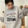 Sudadera Fina Informal Versátil Fresca Retro Estilo Coreano con Forro de Felpa para Mujer, Nuevo Top Holgado Adelgazante de Otoño e Invierno