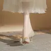 Sapatos femininos de salto agulha bico fino, CH60-26 nova coleção primavera e outono, salto alto sexy de corte baixo com lantejoulas de cristal