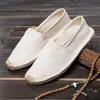 Venda direta da fábrica verão e outono novos sapatos de linho masculinos de um passo sapatos de palha pescador sapatos casuais de lona de linho preguiçosos