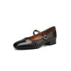 Zapatos Mary Jane de Piel de Oveja Texturizada con Remaches Distintivos de Moda 2025 Primavera Tacón Bajo Grueso Piel Genuina Cierre de Un Botón Talla de Mujer