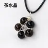 Colgante de Abalorio de Cristal Natural Transfronterizo Colgante Flor de Estrella de Cinco Puntas Enrollado a Mano Joyería de Collar de Cristal Blanco Venta al por Mayor