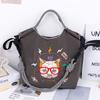 [Bolsa com Zíper Atualizada] Estilo Japonês Nylon Impermeável Bordado Ecologicamente Correto Bolsa de Compras com Zíper Transversal Lona Transversal Bolsa de Trabalho