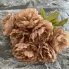 Estilo Nórdico Ramo de 7 Flores de Orquídea de Seda y Peonías para Decoración del Hogar, Ramo Pequeño, Arreglo Floral de Mano, Decoración de Boda, Flores Artificiales