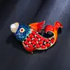 Broche de Carpa Estilo Chino, Pin de Lujo para Ropa y Chaquetas, Broche de Aleación con Esmalte Azul