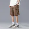 Shorts Cargo de Seda de Gelo Masculino Americano Tendência Casual Calça de Cinco Pontos Verão Fina Solta Tamanho Grande Calça Esportiva Tendência