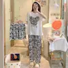 Pijama Feminino, Manga Curta de Verão, Estilo Coreano, Caimento Solto, Tamanho Grande para Estudantes, Novo Modelo 2026, Pode Ser Usado Fora de Casa, Roupa de Casa, Conjunto de Três Peças