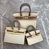 2022H Nuevo Bolso de Piel de Vaca Granulada de Primera Capa Bloque de Color Platino Bolso de Mano de Cuero Genuino Bolso Cruzado para Mujer Europeo y Americano