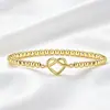 Pulsera para Mujer Más Vendida en Amazon Transfronteriza, Pulsera con Diseño de Nicho en Forma de Corazón con Lazo, Joyería Versátil y de Alta Gama