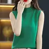2024 Nuevo Otoño Cuello Alto Medio Chaleco de Punto para Mujer Ropa Interior sin Mangas Camiseta sin Mangas Jersey para Mujer Chaleco