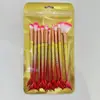 Conjunto de 10 Pincéis de Maquiagem, Pincel Grande e Pequeno de Peixe para Base, Pincel de Olho Cauda de Peixe em Cor Gradiente, Ferramenta de Beleza, 11 Peças Sereia