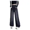 Jeans Negros Rectos de Talla Grande para Mujer, Nuevo Estilo Popular Primavera y Otoño 2026, Pantalones Sueltos de Pierna Ancha de Cintura Alta Adelgazantes para Mujeres con Curvas