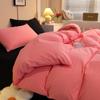 Juego de cuatro piezas de algodón lavado de color sólido, kit de cama de dos piezas con lijado engrosado, juego de tres piezas para dormitorio de estudiantes, sábana, funda nórdica
