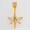 Novo Piercing de Umbigo com Zircônia Incrustada de Cobre, Piercing de Umbigo Borboleta, Piercing de Umbigo Urso, Joias de Piercing em Aço Inoxidável