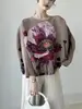 Camiseta Holgada Adelgazante de Manga Larga para Mujer Talla Grande, Elegante y Juvenil para Madres de Mediana Edad y Mayores, Top Fruncido de Moda